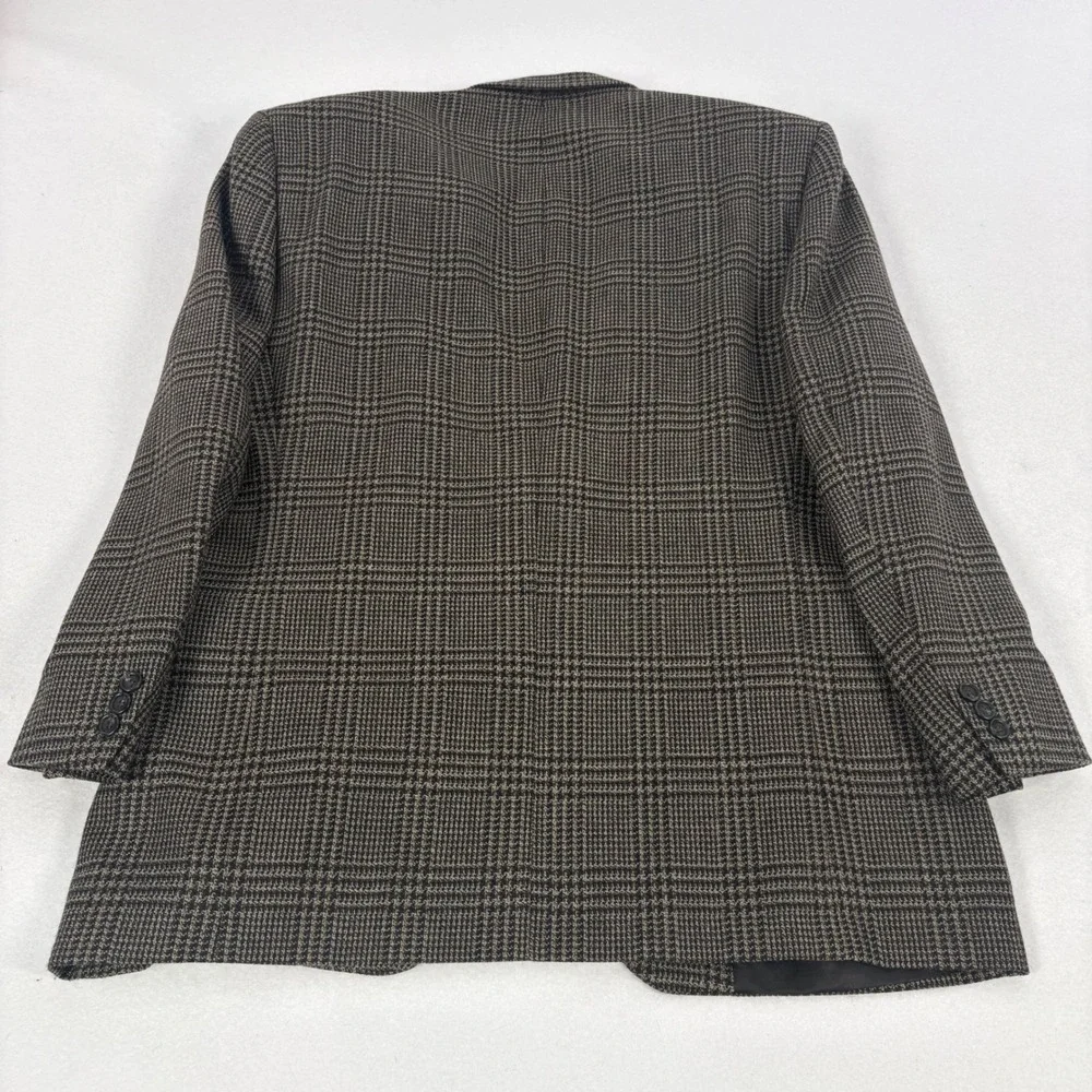 Jack Victor Glen Plaid Blazer Mens XL Brown Black Wool 2B/3B Sport Coat No Vents
